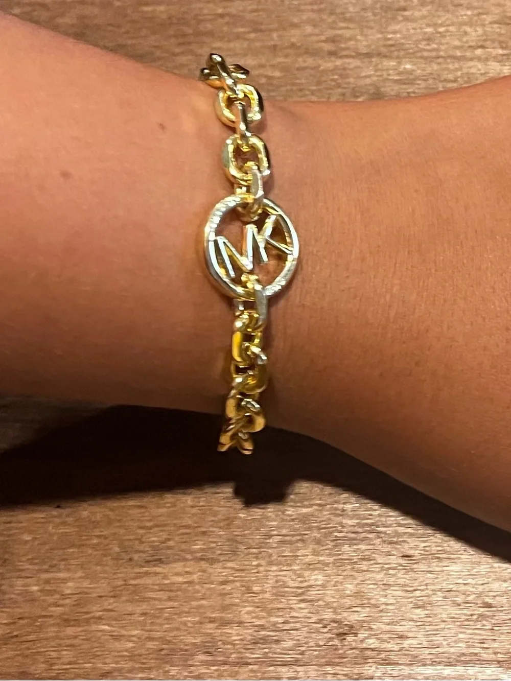 Michael Kors Gold Tone Logo Link Bracelet - Gold